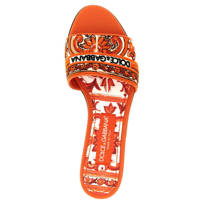 Dolce & Gabbana Orange Cotton Slides