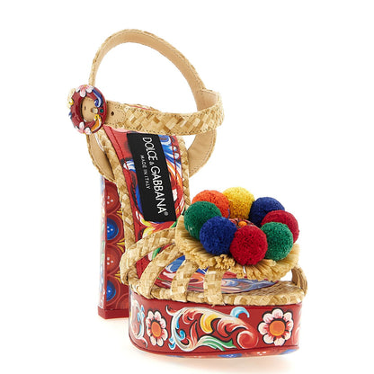 Dolce & Gabbana Multicolor Viscose Stiletto Heel Sandals