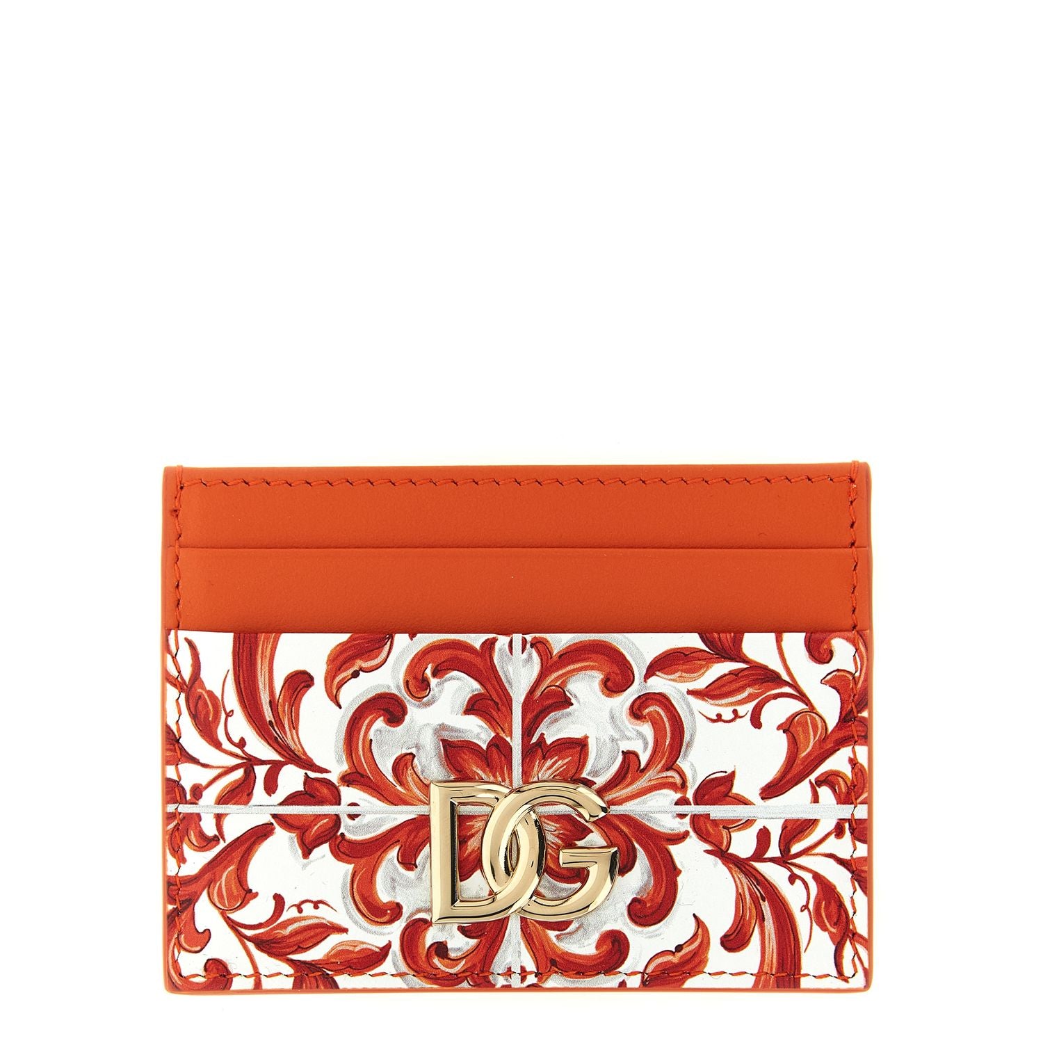 Dolce & Gabbana Orange Calfskin Cardholder
