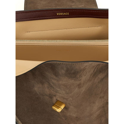 Versace Brown Calfskin Shoulder Bag