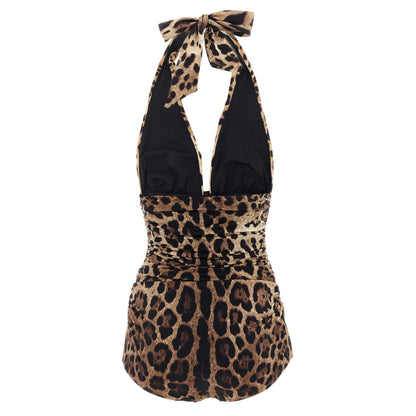 Dolce & Gabbana Brown Polyamide One-Piece Swimsuit