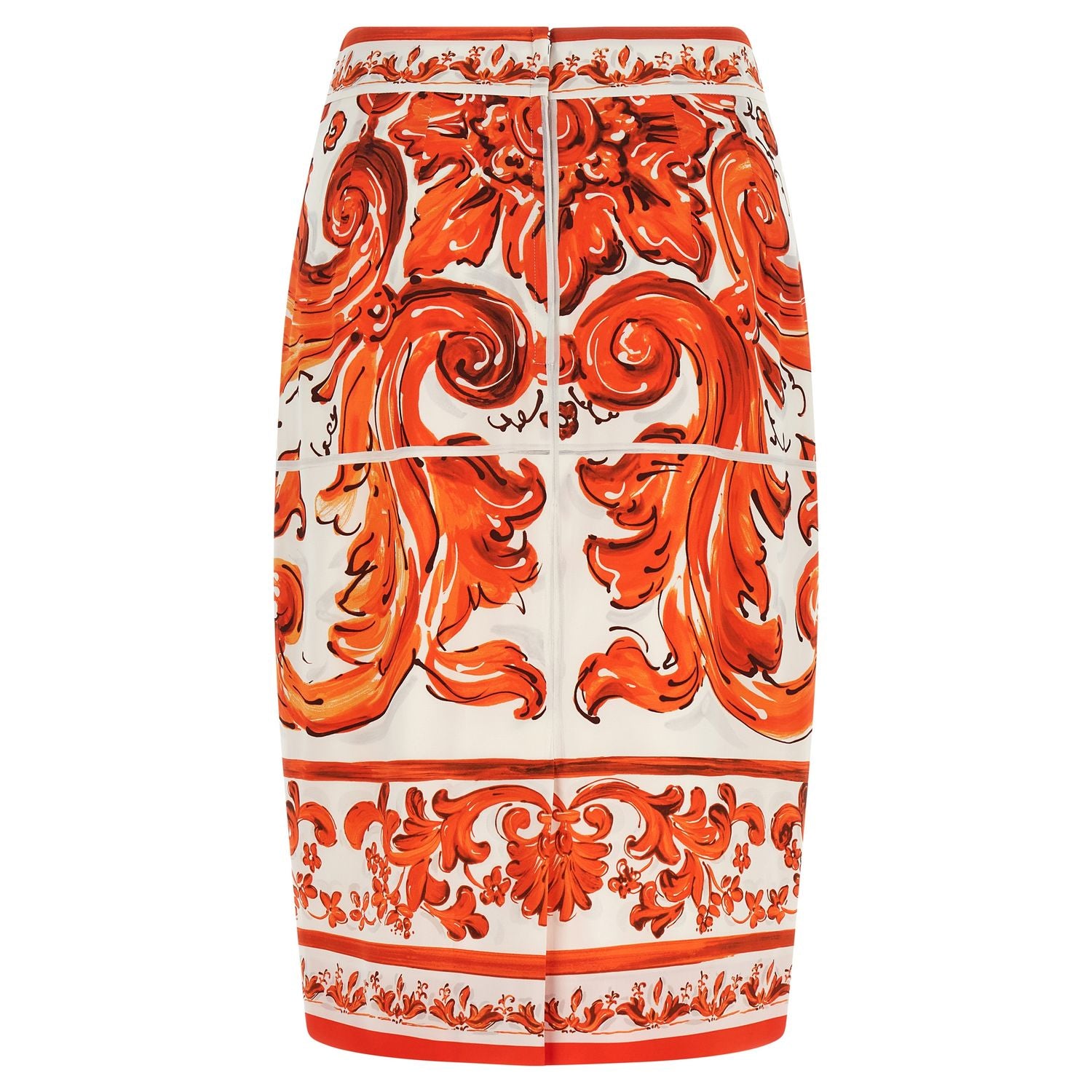 Dolce & Gabbana Orange Silk Midi Skirt