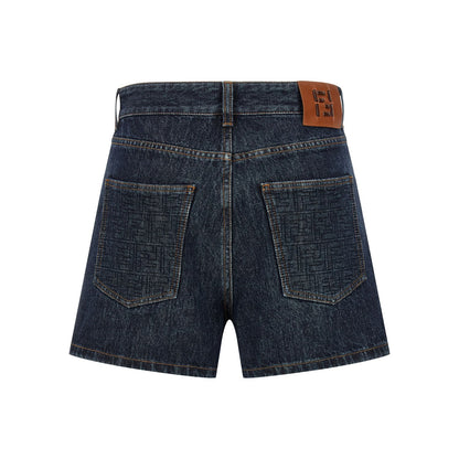 Fendi Blue Cotton Bermuda Shorts