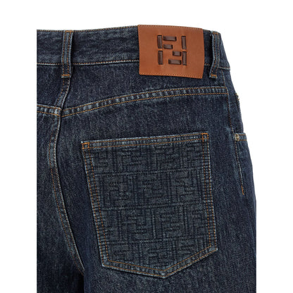 Fendi Blue Cotton Bermuda Shorts