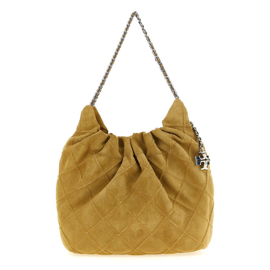 Tory Burch Beige Calfskin Shoulder Bag