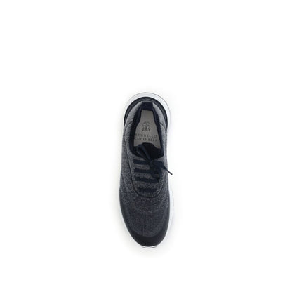 Brunello Cucinelli Gray Cotton Athletic Sneakers