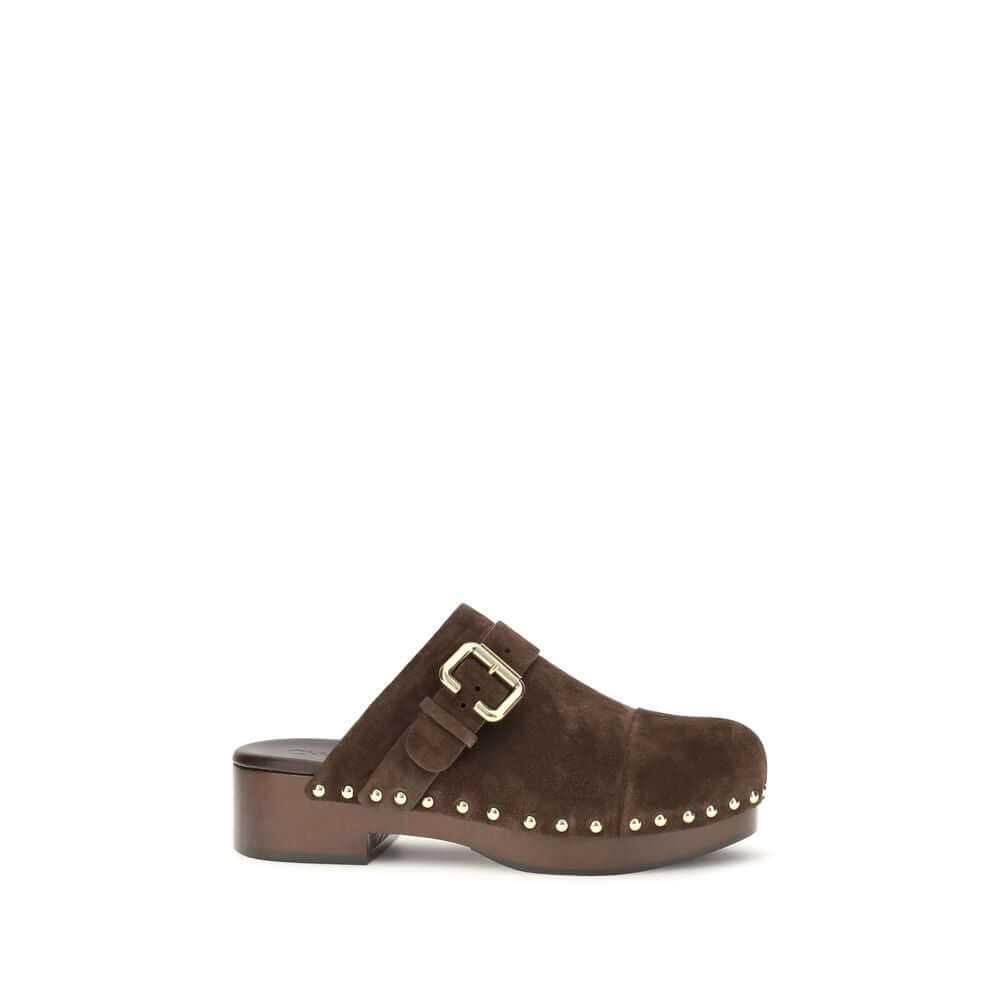 Chloé Brown Calf Leather Bos Taurus Clogs