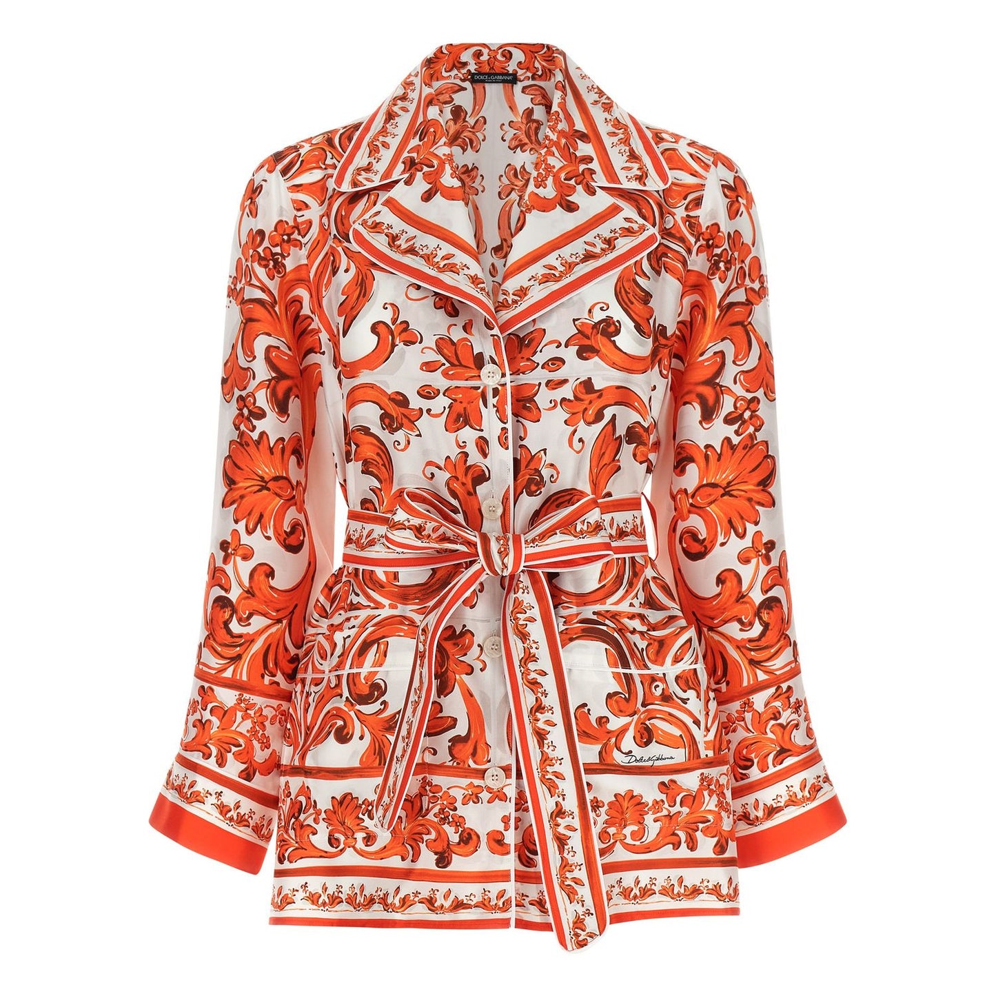 Dolce & Gabbana Orange Silk Blouse