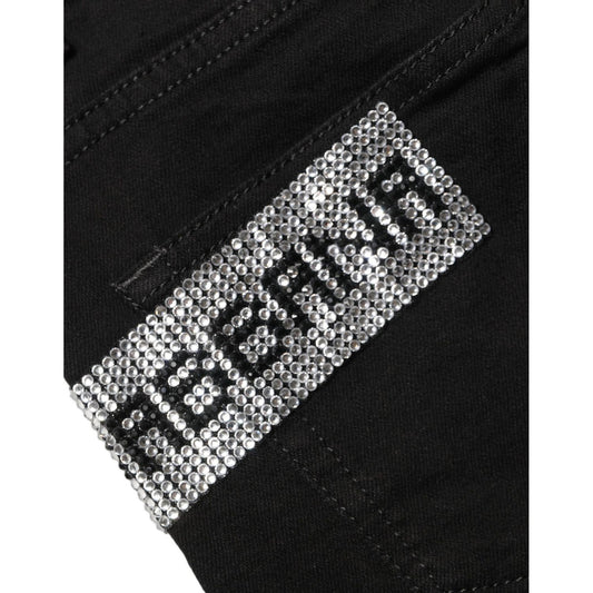 Dolce & Gabbana Black Grace Rhinestone HighWaist Denim Jeans