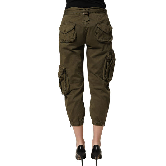 Dolce & Gabbana Olive Green High Waist Cargo Trouser Pants