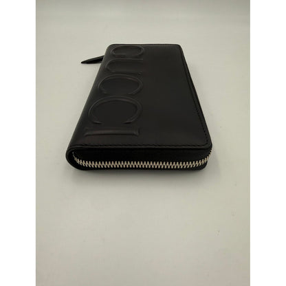 Gucci GUCCI Zip Black Front Logo Embossed Wallet