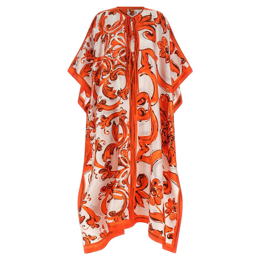 Dolce & Gabbana Orange Silk Long Dress
