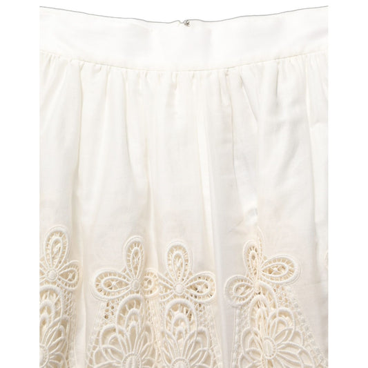 Dolce & Gabbana White Floral Embroidered A-line Mini Skirt