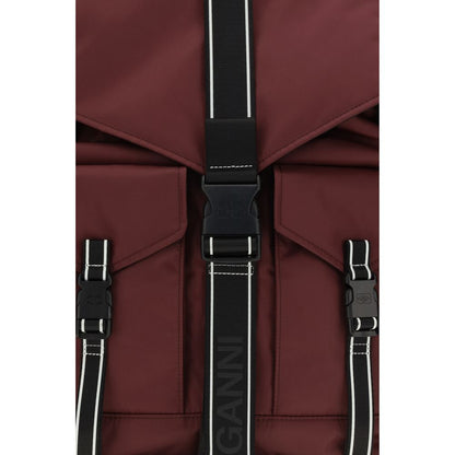 Ganni Bordeaux Recycled Polyamide Backpack