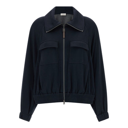Brunello Cucinelli Blue Cotton Bomber
