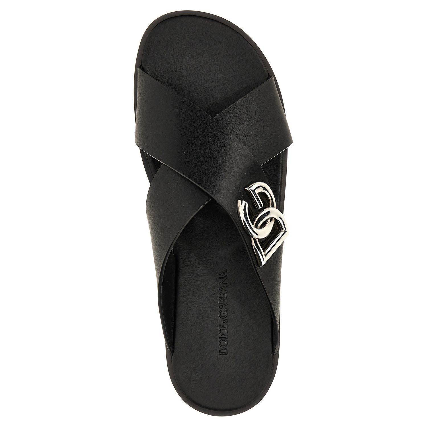 Dolce & Gabbana Black Calfskin Slides