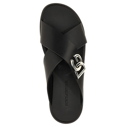 Dolce & Gabbana Black Calfskin Slides