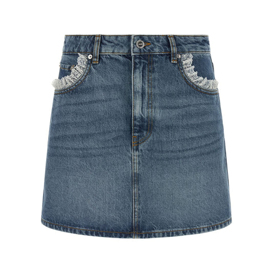 Ganni Blue Cotton Long Skirt