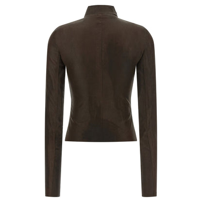 Rick Owens Brown Lamb Leather Leather Jacket