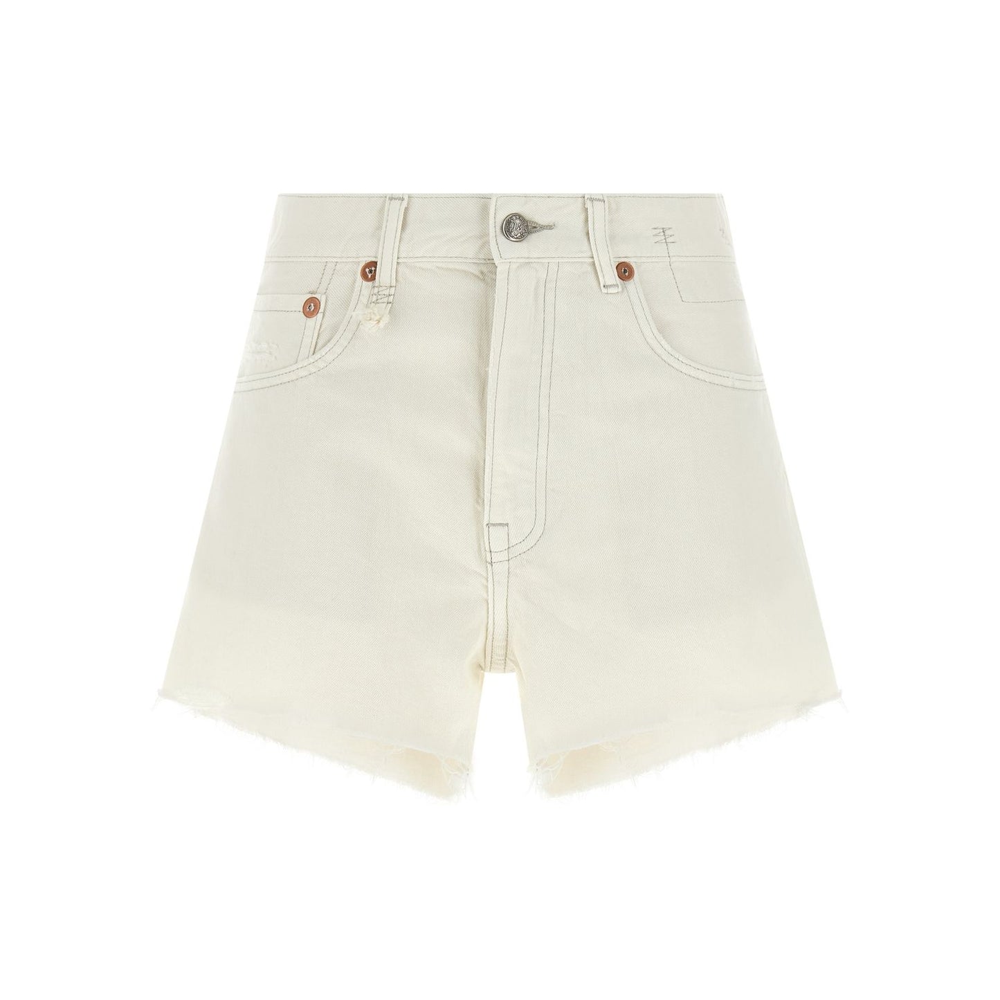 R13 White Cotton Bermuda Shorts