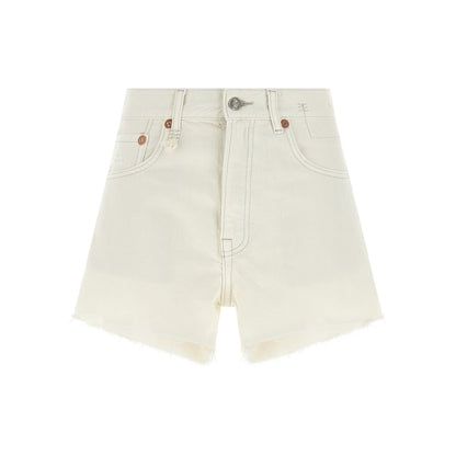 R13 White Cotton Bermuda Shorts