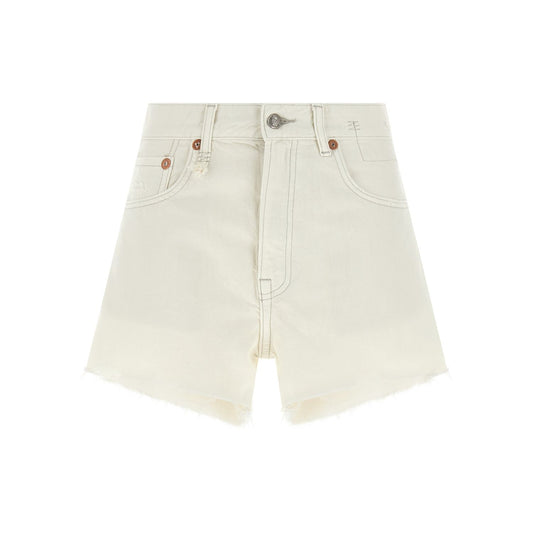 R13 White Cotton Bermuda Shorts