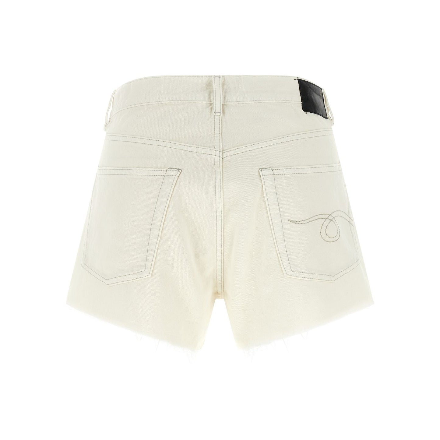 R13 White Cotton Bermuda Shorts