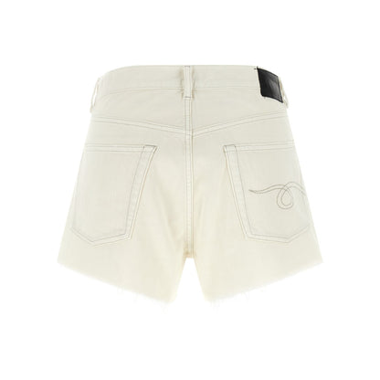 R13 White Cotton Bermuda Shorts