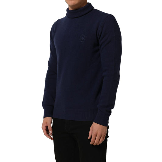 Dolce & Gabbana Blue Wool Knit Turtleneck Pullover Sweater