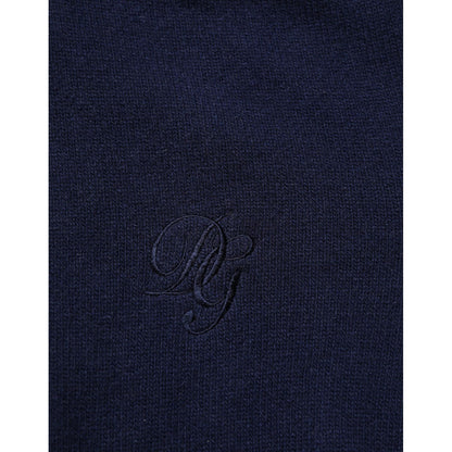 Dolce & Gabbana Blue Wool Knit Turtleneck Pullover Sweater