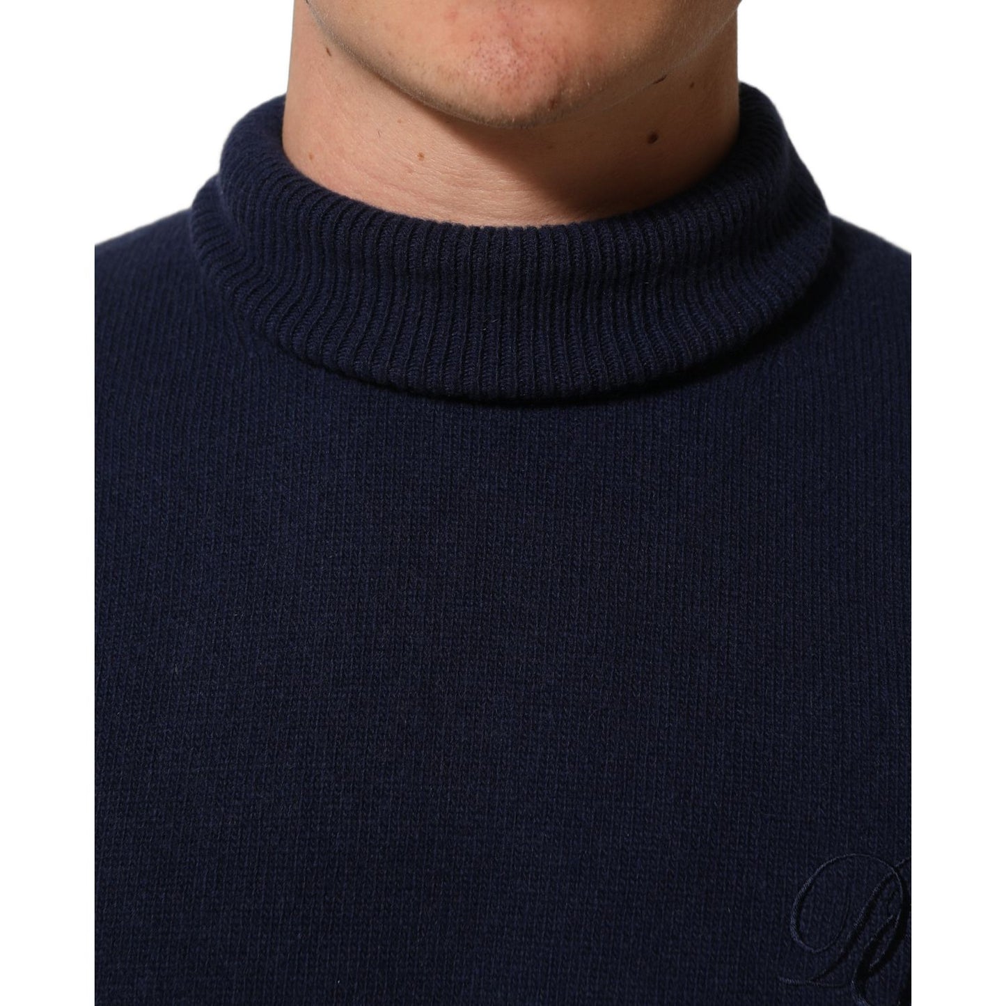 Dolce & Gabbana Blue Wool Knit Turtleneck Pullover Sweater