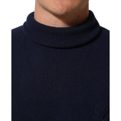 Dolce & Gabbana Blue Wool Knit Turtleneck Pullover Sweater