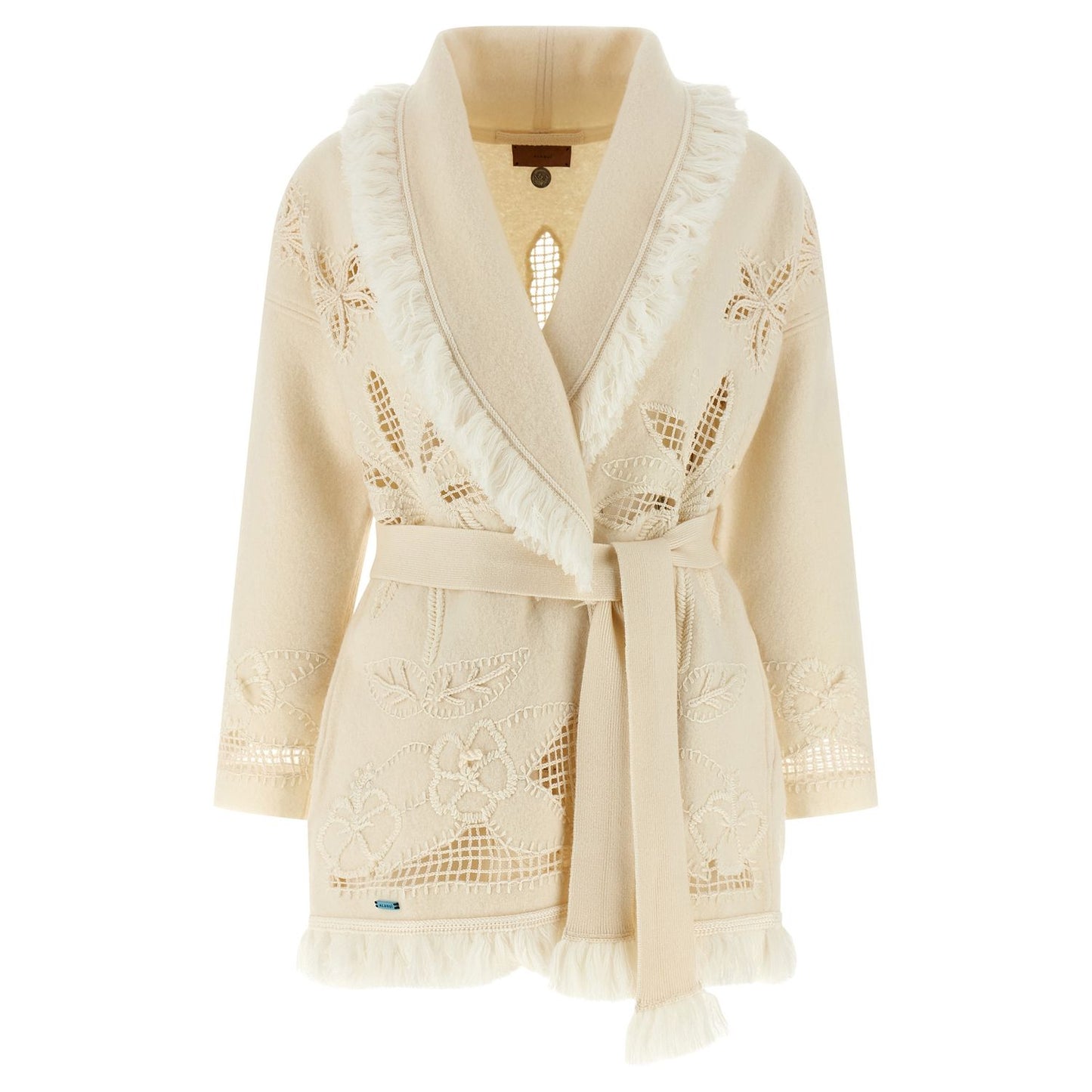 Alanui White Virgin Wool Cardigan