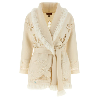 Alanui White Virgin Wool Cardigan