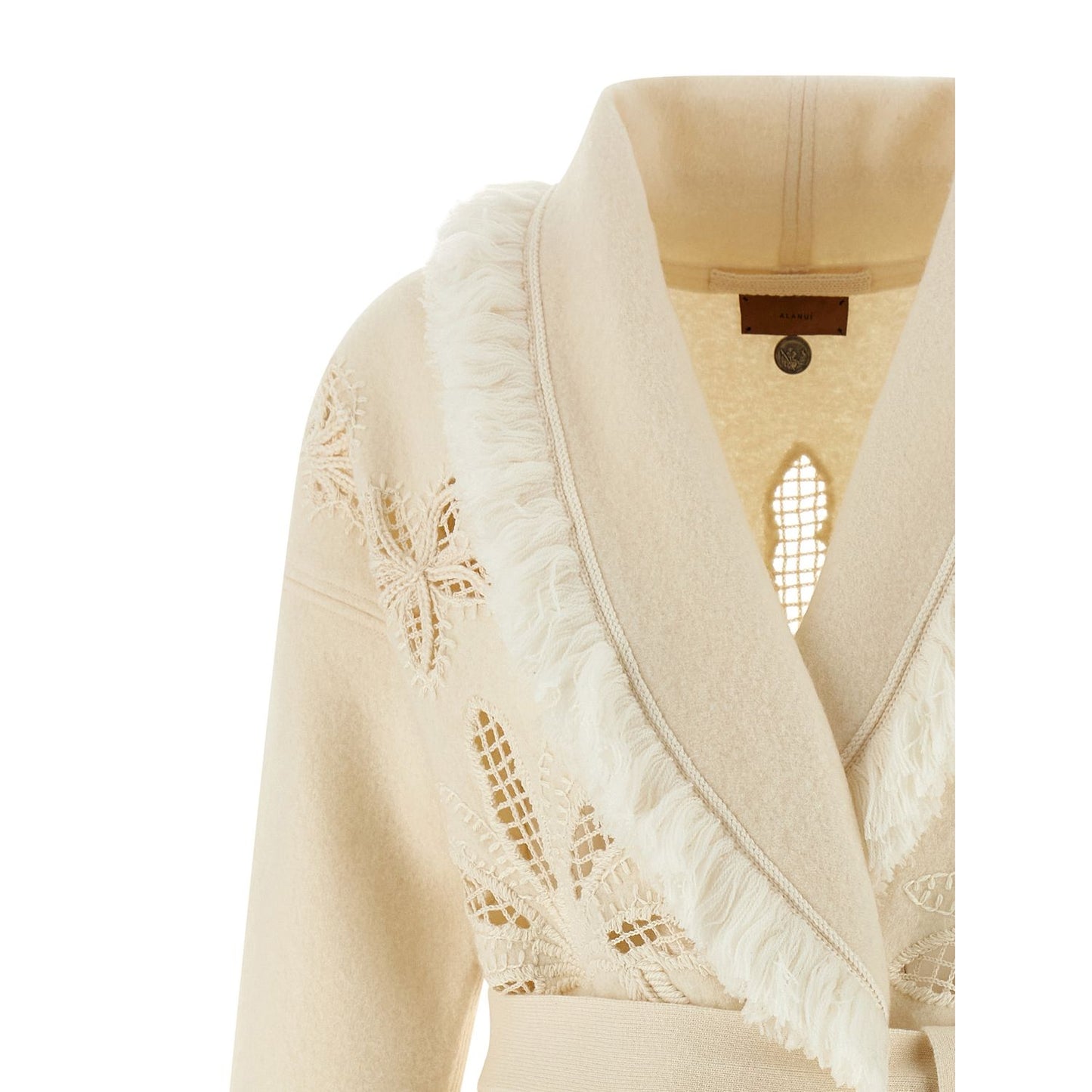 Alanui White Virgin Wool Cardigan