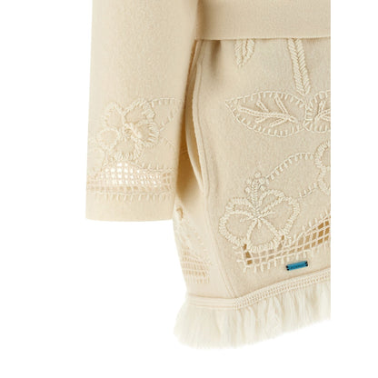 Alanui White Virgin Wool Cardigan