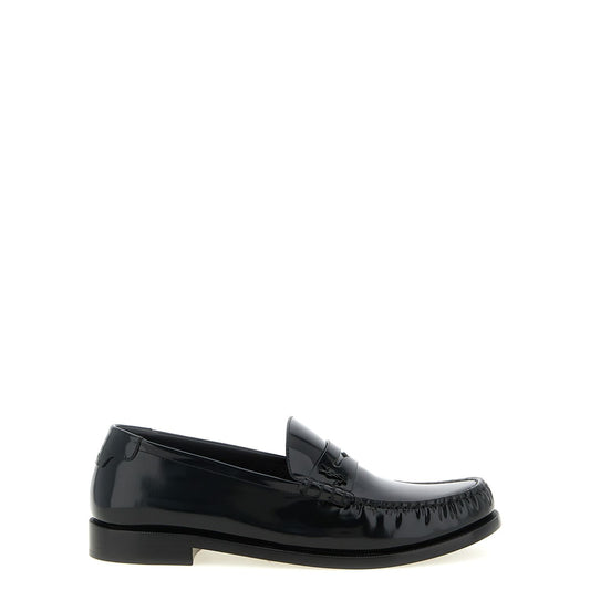 Saint Laurent Black Calfskin Slip-On Loafers