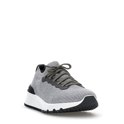Brunello Cucinelli Gray Cotton Athletic Sneakers
