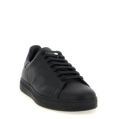 Tom Ford Black Leather Low Top Sneakers