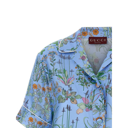 Gucci Blue Silk Blouse