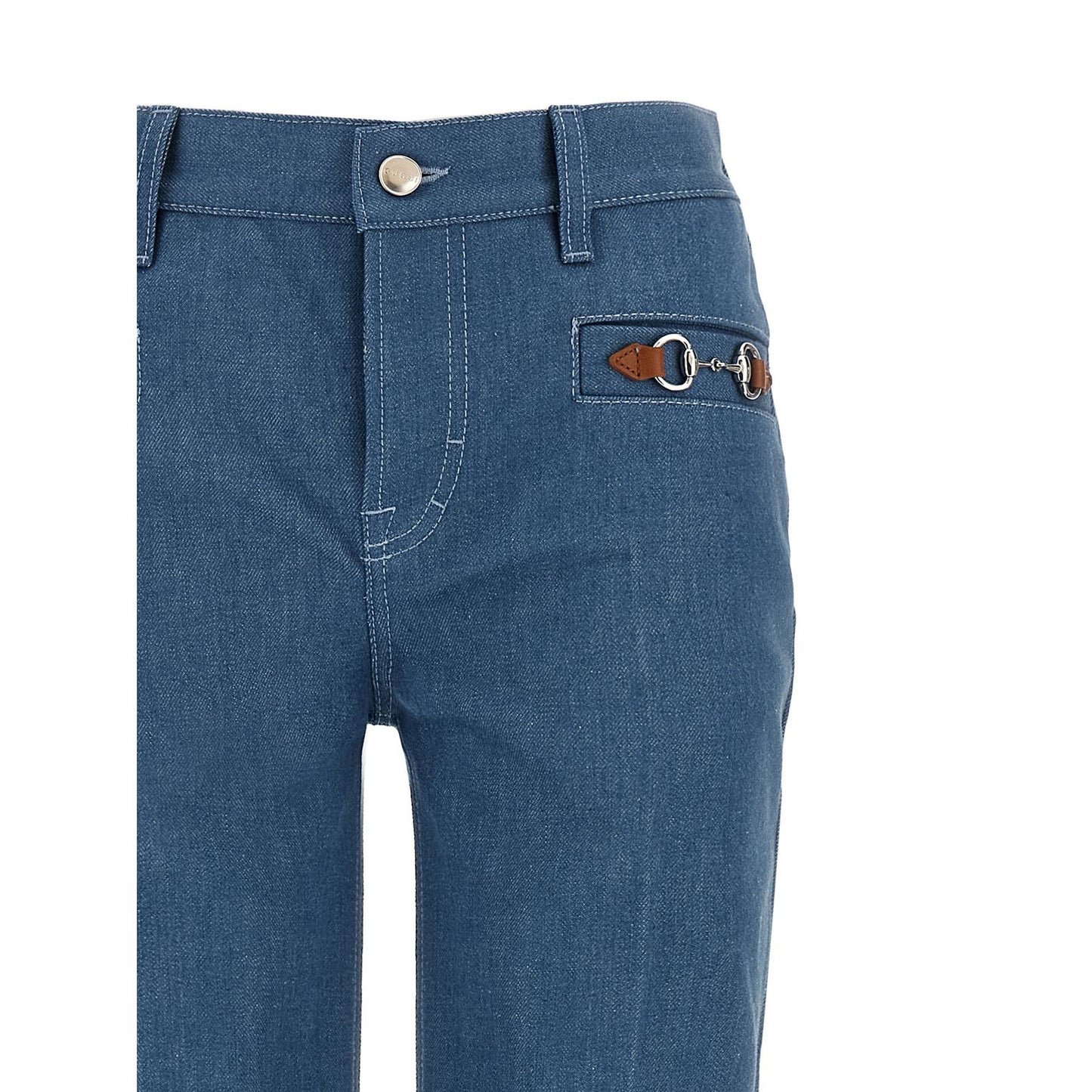 Gucci Blue Cotton Straight-Leg Jeans