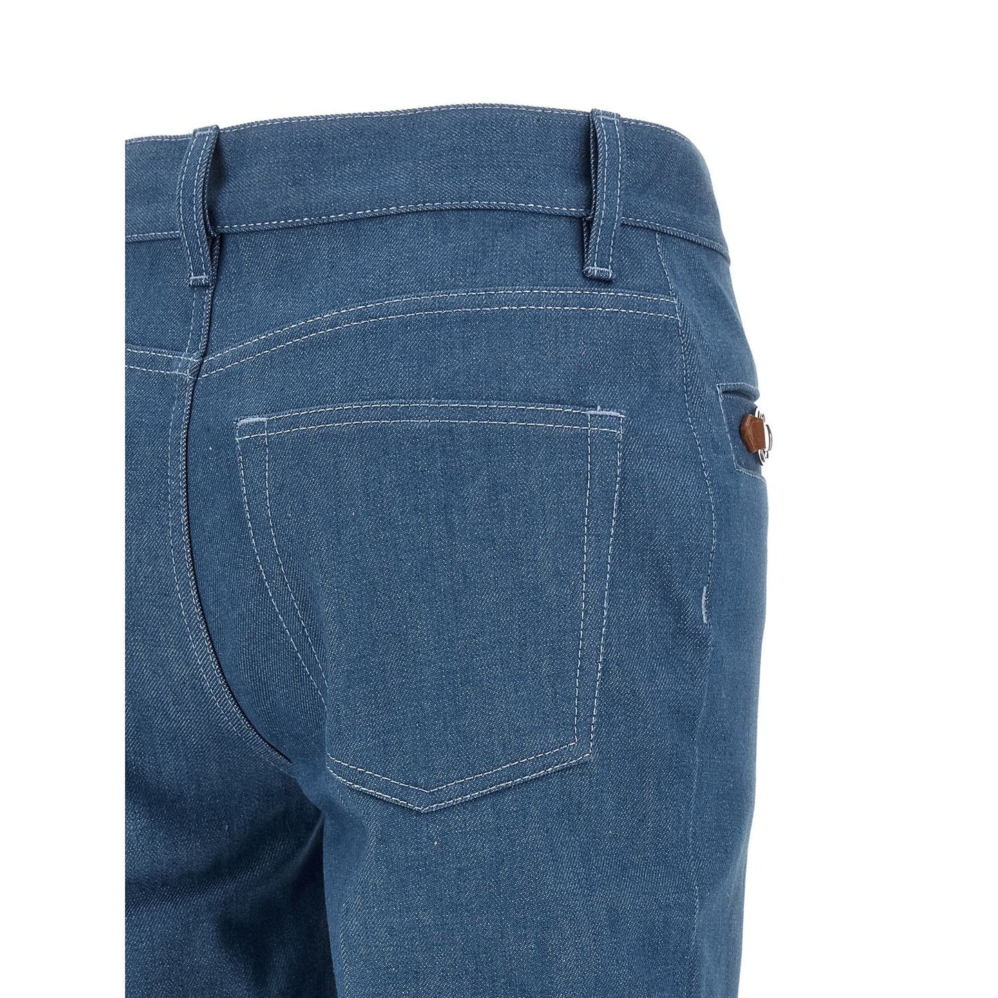Gucci Blue Cotton Straight-Leg Jeans