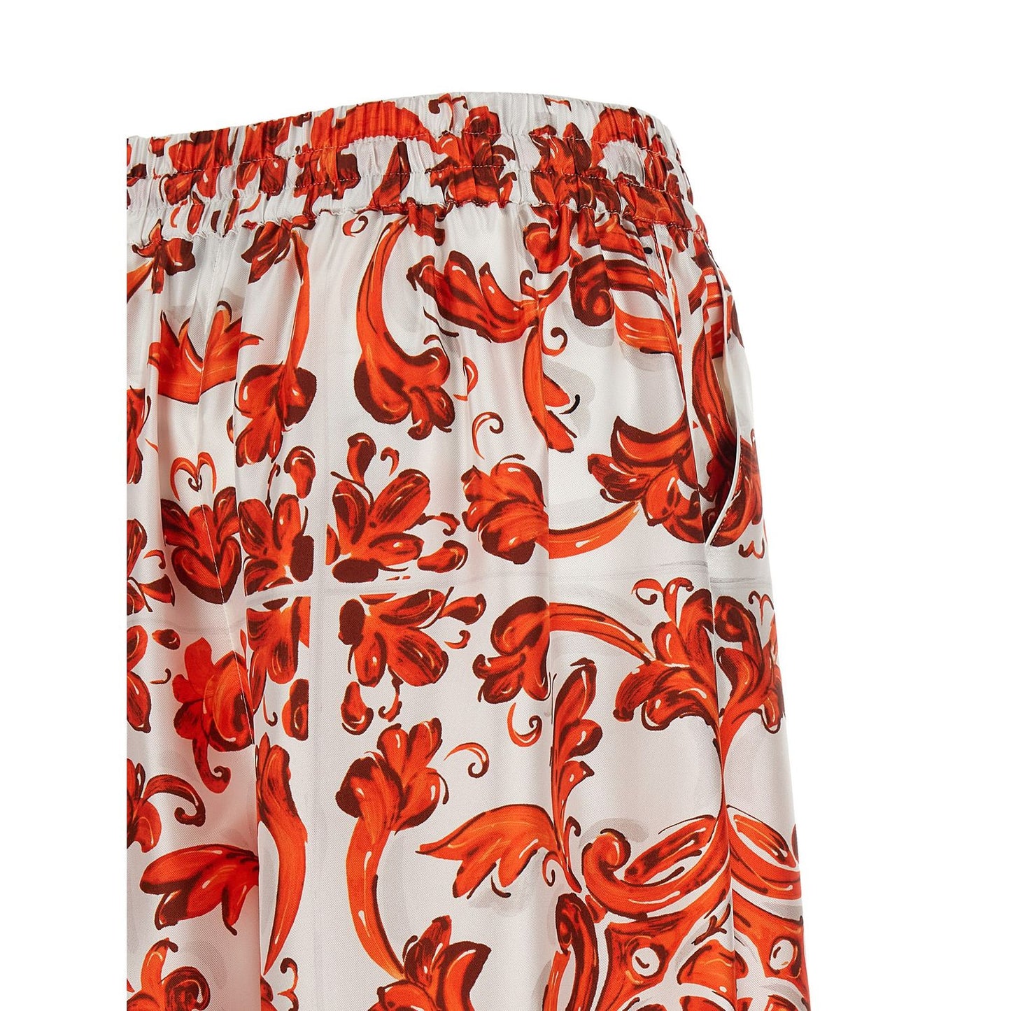 Dolce & Gabbana Orange Silk Flared Pants