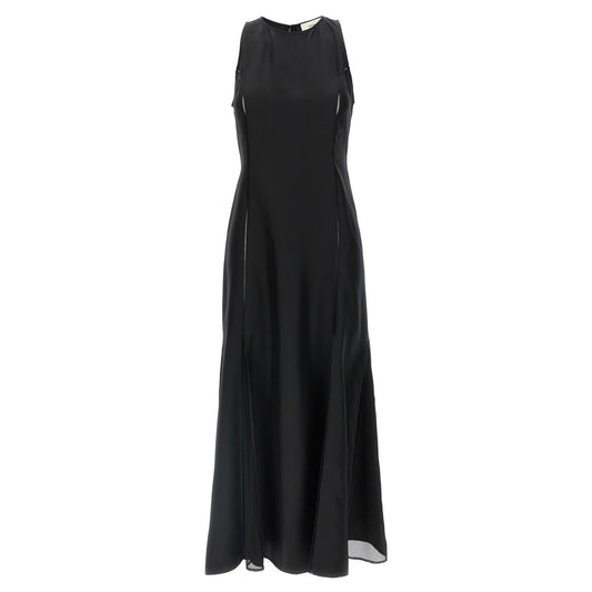 Loulou De Saison Black Silk Midi Dress