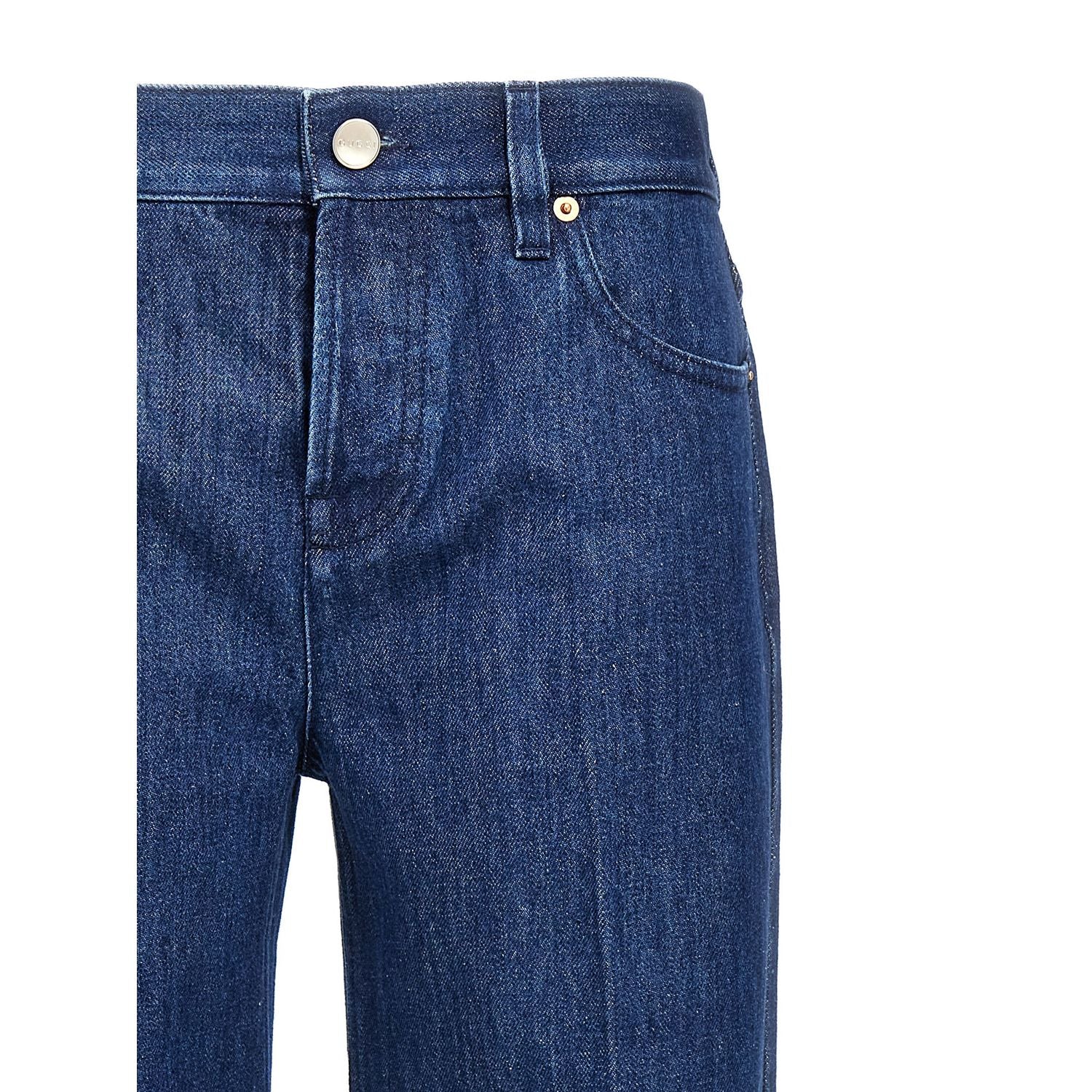 Gucci Blue Cotton Straight-Leg Jeans