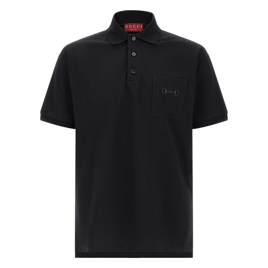 Gucci Black Cotton Polo Shirt