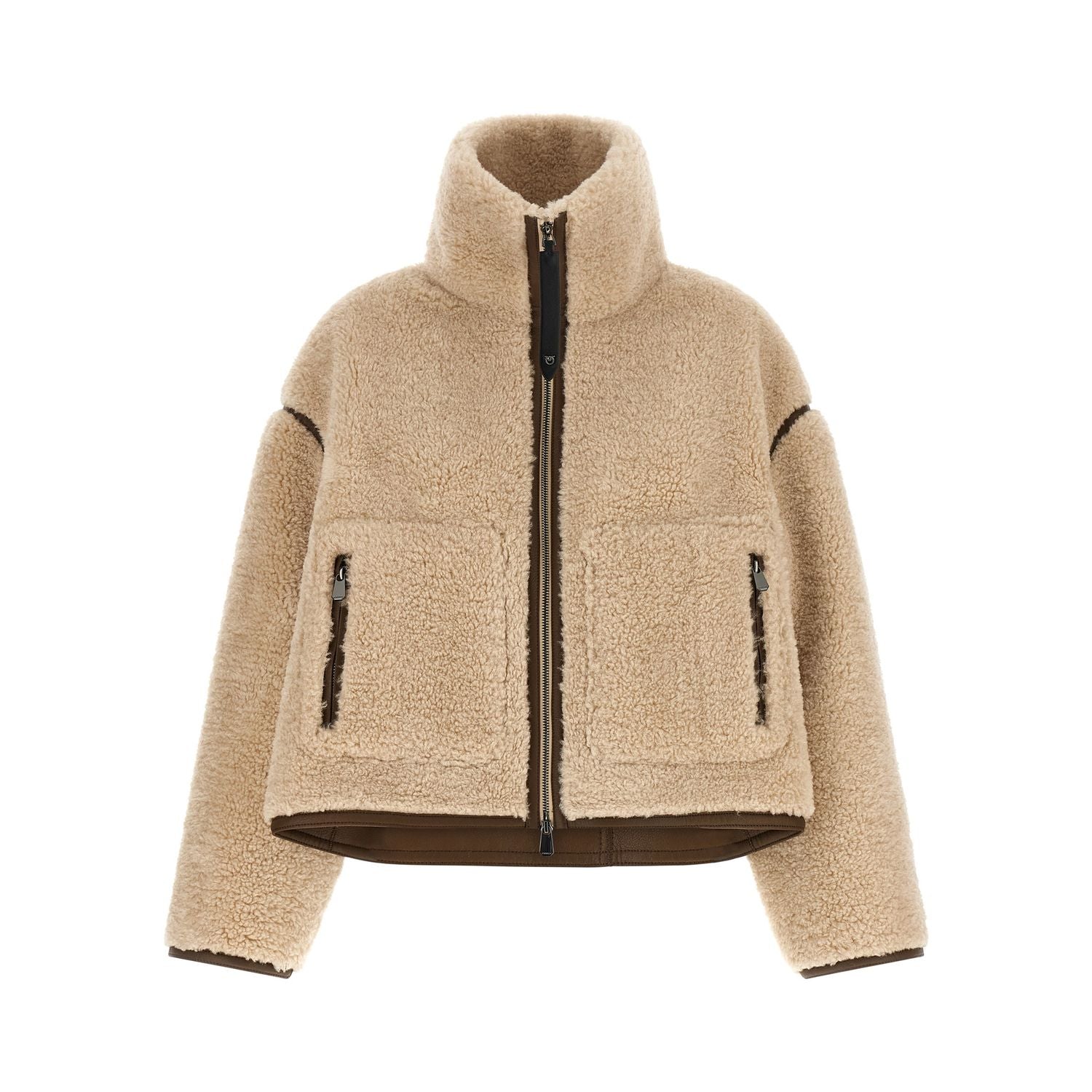 PINKO Beige Polyester Full-Length Jacket