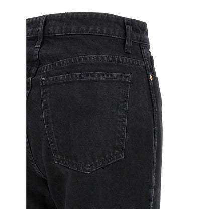 Khaite Black Cotton Flared Jeans
