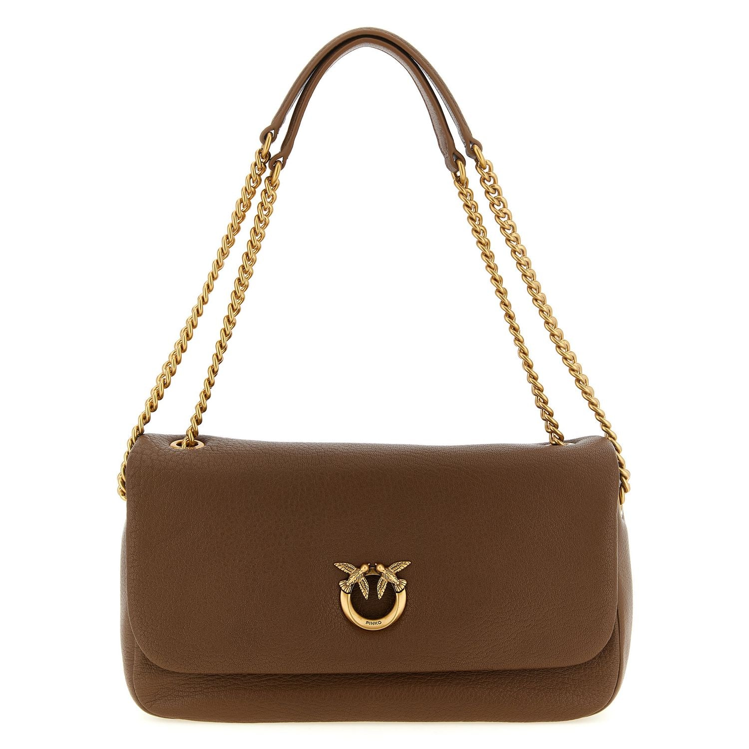 PINKO Brown Lamb Leather Shoulder Bag