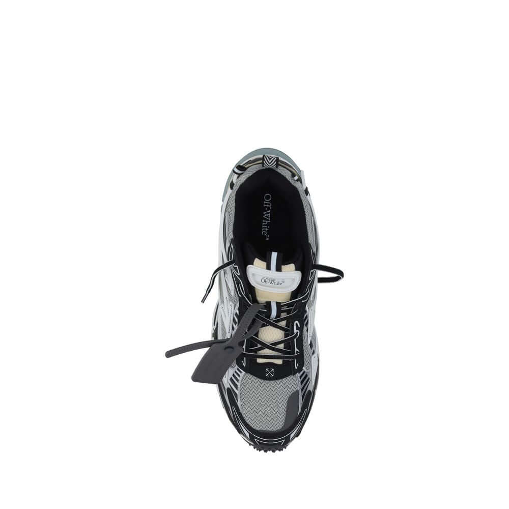 Off-White Gray Polyurethane Athletic Sneakers